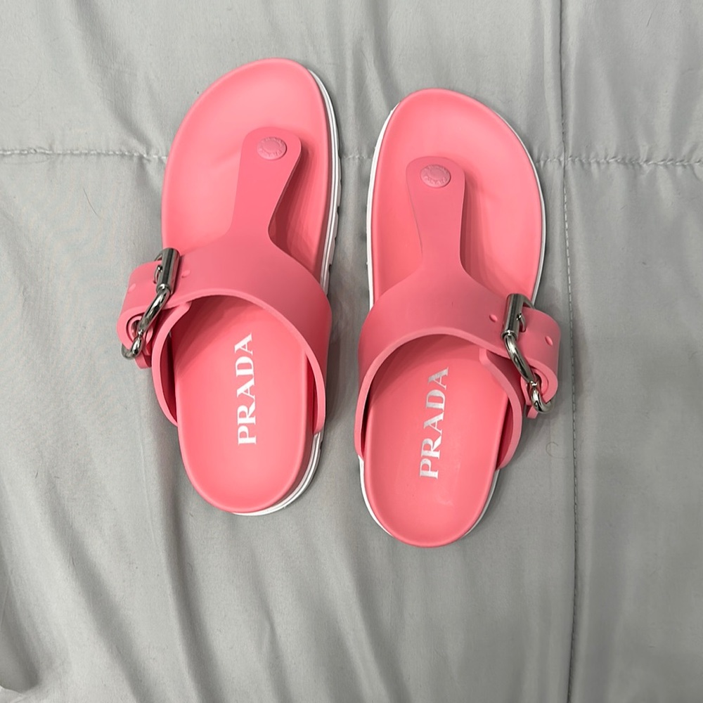 Prada size 36 hot pink soft slides brand new in box